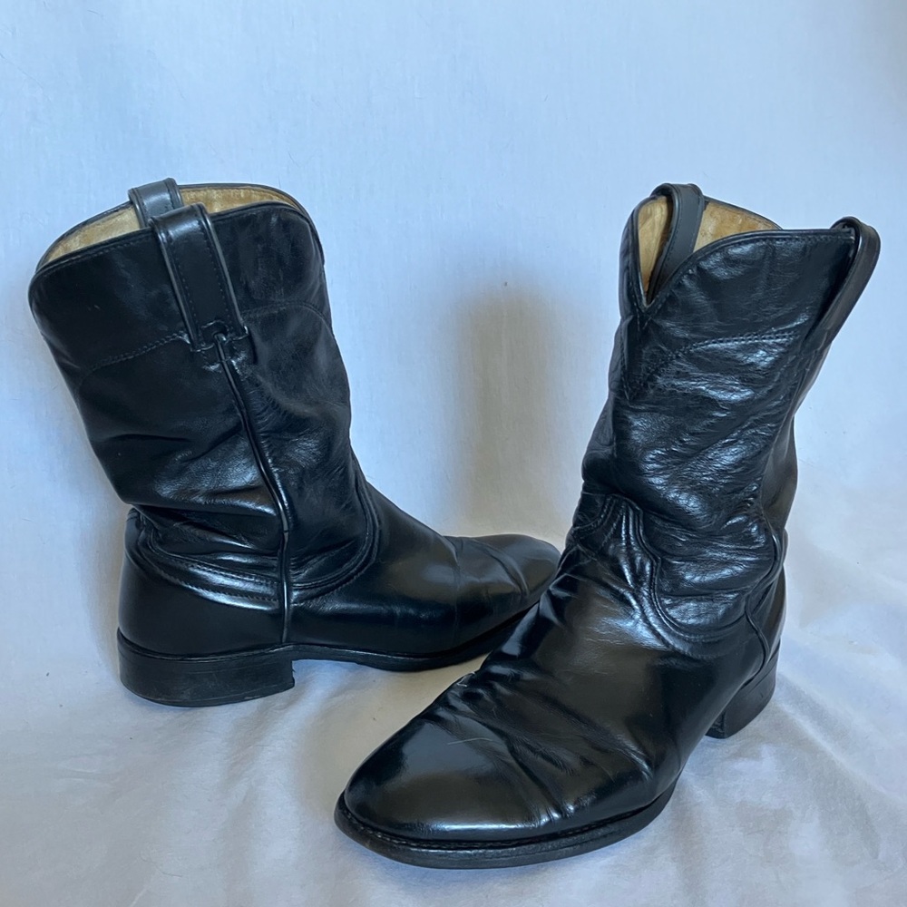 Vintage Black Leather Cowboy Boots